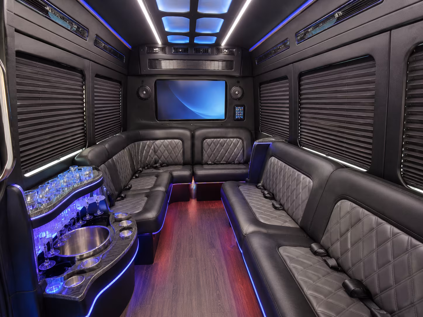 edison 15 passenger party bus interior